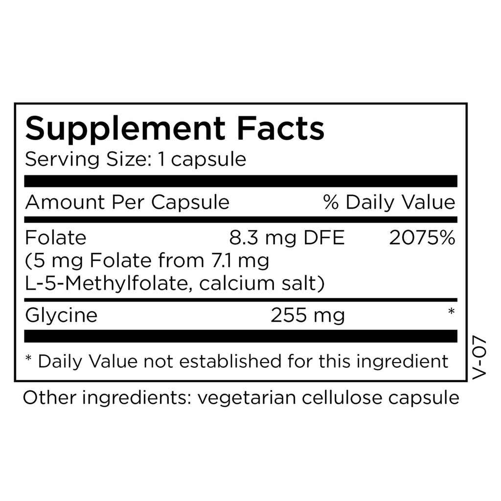 MethylPro L-Methylfolate 5 mg - Supports a Healthy Mindset - Active Folate for Methylation Support & Biochemical Reactions - Highly Bioavailable - Flexible Dosing - 30 Servings - 30 Capsules