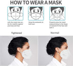 LEMENT 50PCS KN95 Face Mask 5 Layer Breathable with Elastic EarLoops Cup Dust Safety Masks(White,Black,Grey)