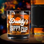 LIGHTEN LIFE Daddy's Sippy Cup Whiskey Glass 12 oz,Unique Dad Gift in Valued Wooden Box,Funny Gag Gift for New Dad,Father,Husband from Kids Wife for Father's Day,Birthday,Christmas
