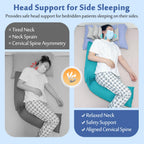 Mybow Neck Stabilizer Head Support Pillow, Post Surgery Pillow for Upright Sleeping, Back & Side Sleep Training, Bed Positioning Wedge for Elderly Bedridden, Adjustable Medical Head Stabilizing Pillow
