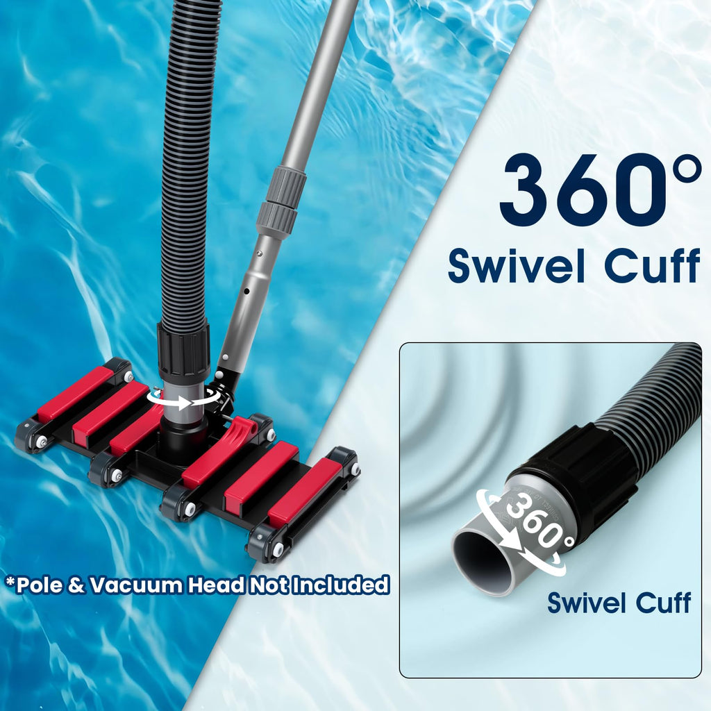 Sepetrel Manual Pool Vacuum Hose 1-1/2" x 25ft, Kink-Free Swivel Cuff Heavy Duty Spiral Wound Pool Cleaner Hose for Inground & Above Ground Pools, Skimmer,Not for Automatic Cleaners