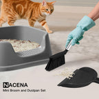 NACENA Mini Broom and Dustpan Set, Small Dust Pan and Brush Set, Green