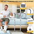 Yetulike Bed Rails for Elderly Adults Safety, Sturdy Beds Assist Rail for Seniors; Adjustable Beds Rail Stable Bed Cane Guard with Extended Handle Bar - Fit King Queen Full Twin Bed