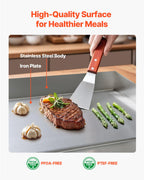 VEVOR Commercial Electric Griddle, 21 x 11.8 inch, 1750W, 122-570°F Adjustable Temp Control, Stainless Steel Countertop Flat Top Grill with 2 Spatulas, 2 Brushes and 4 Foot Pads, for Steak, Pancake