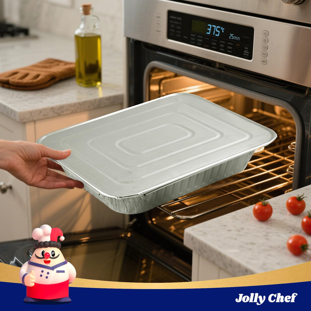 9x13 Aluminum Foil Pans with Lids (25 Pack) Disposable Tin Foil Pans