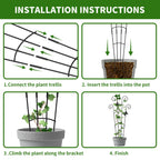 2 Pack 30 Inch Taller Plant Trellis for Potted Climbing Plants Indoor,Expandable Metal Garden Trellis for Climbing Plants,Flowers Vine Ivy, Sturdy Houseplant Support for Potted Plants with Ties