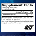 GAT SPORT Creatine Monohydrate Powder 1000 Grams, Strength, GLP1 Support, Brain Health, Anti-oxidant, Endurance, for Men & Women, 1 Kilo, Unflavored