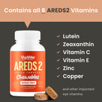 VisiVite AREDS 2 Sugar-Free Eye Vitamins - Alternative to Lutein Gummies for Eyes - Lutein for Eye Health - Premium Sugar-Free Eye Vitamins - Eye Care Supplements for Adults (Chewable Tablets)