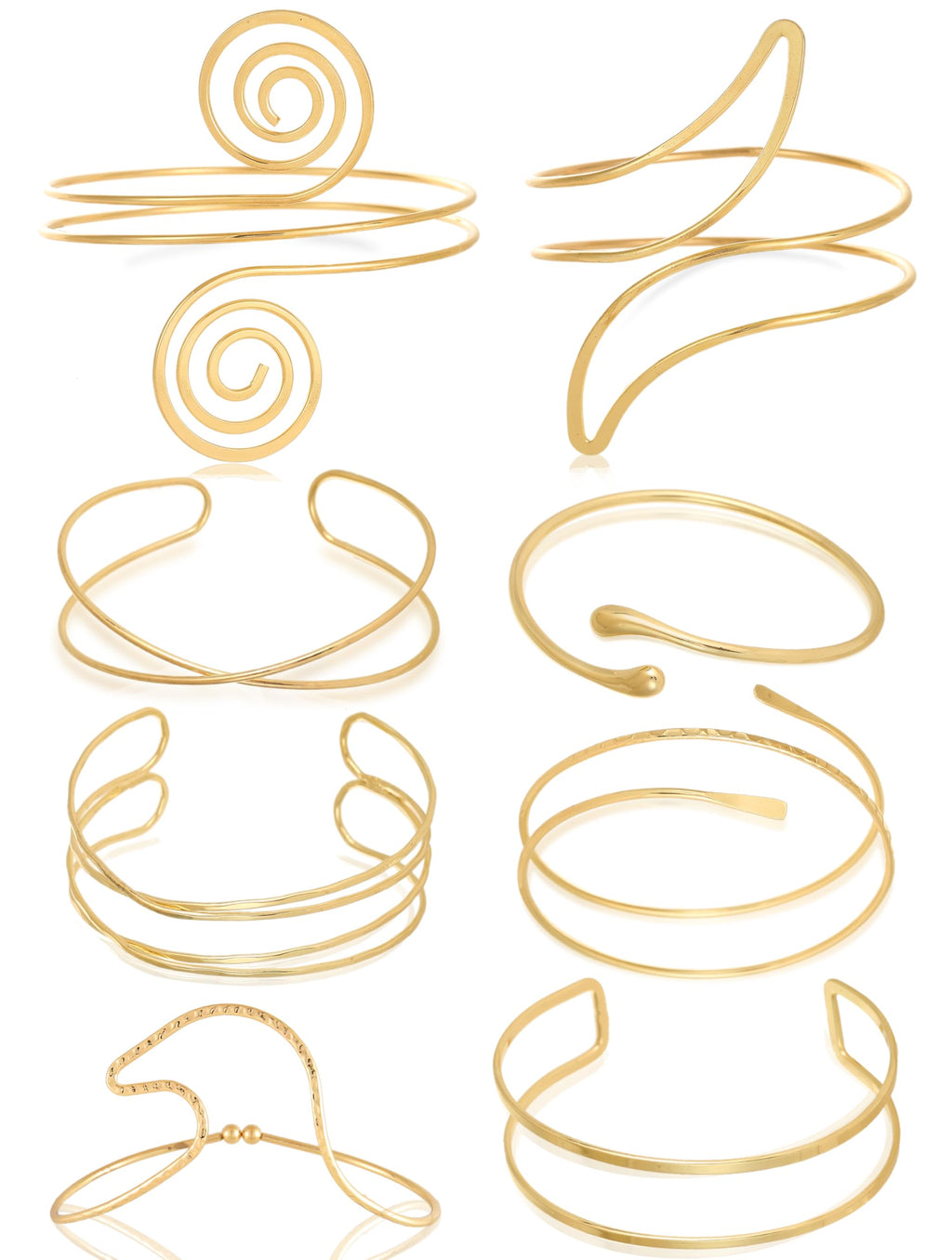 TRWWELL 8PCS Gold Arm Cuff Jewelry for Women Upper Arm Band Cuff Bangle Bracelets Adjustable Minimalist Armband Armlet Set