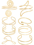 TRWWELL 8PCS Gold Arm Cuff Jewelry for Women Upper Arm Band Cuff Bangle Bracelets Adjustable Minimalist Armband Armlet Set