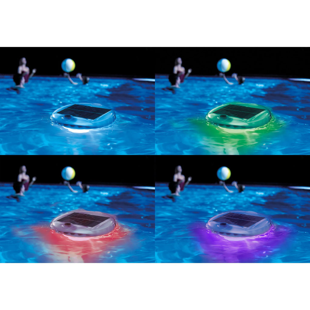 Intex 28690E Solar Powered LED Floating Light with Auto On and Auto Off, Color Changing and Static White Mode Swimming Pool Party Lights