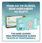GUSTO Clear Vinyl Plastic Gloves [200 Count] Latex-Free, Powder-Free, Food Safe Disposable Gloves for Cooking, Meal Prep, Cleaning & Everyday Use (Formerly Comfy Package)