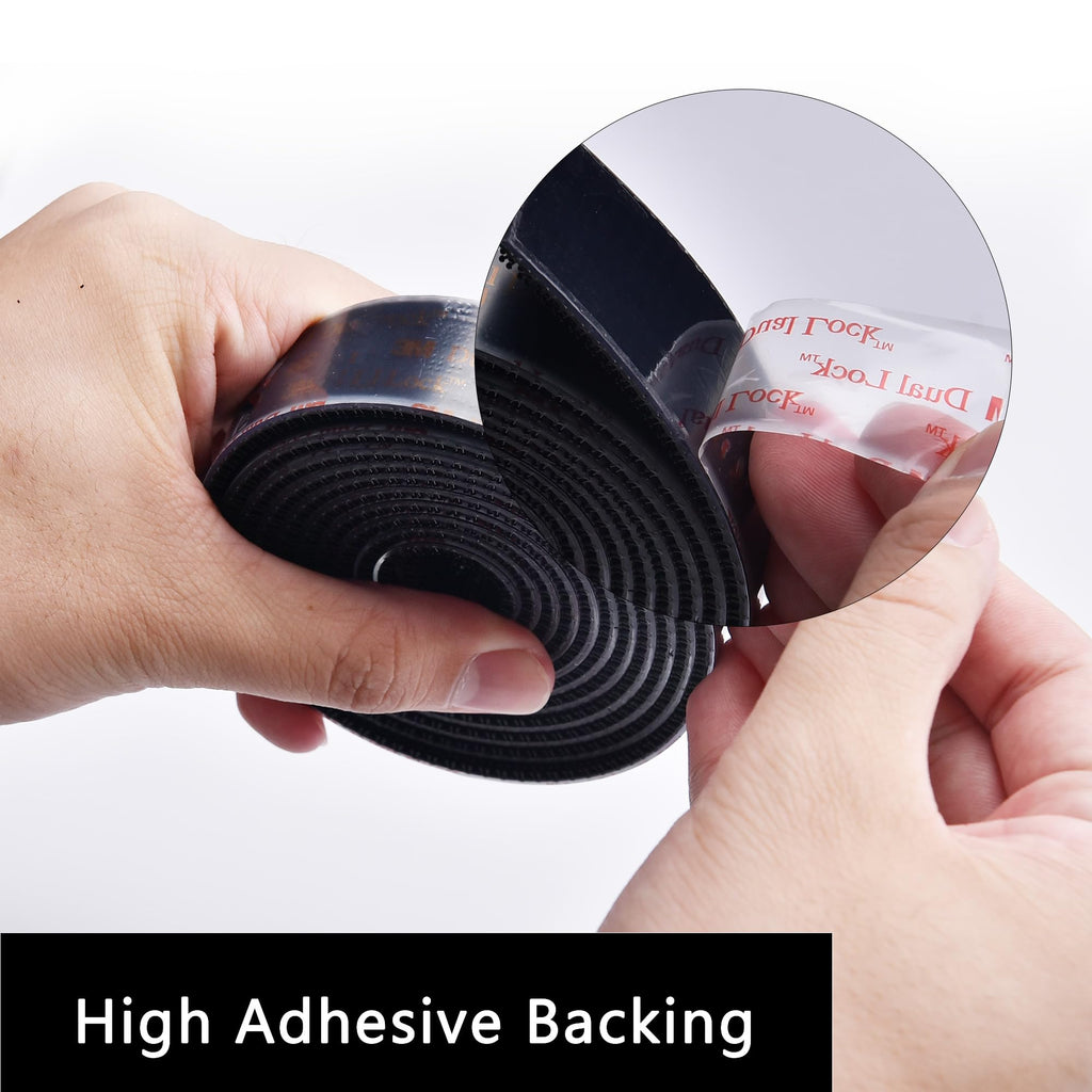 3M Dual Lock SJ3550A 1"×8ft Black, Reclosable Fastener Mounting Tape Interlocking Mushroom Shaped Strong Adhesive Hook Lock Sticky Tape Waterproof for Indoor and Outdoor, EZ Pass, Pedalboard, 1 Pack