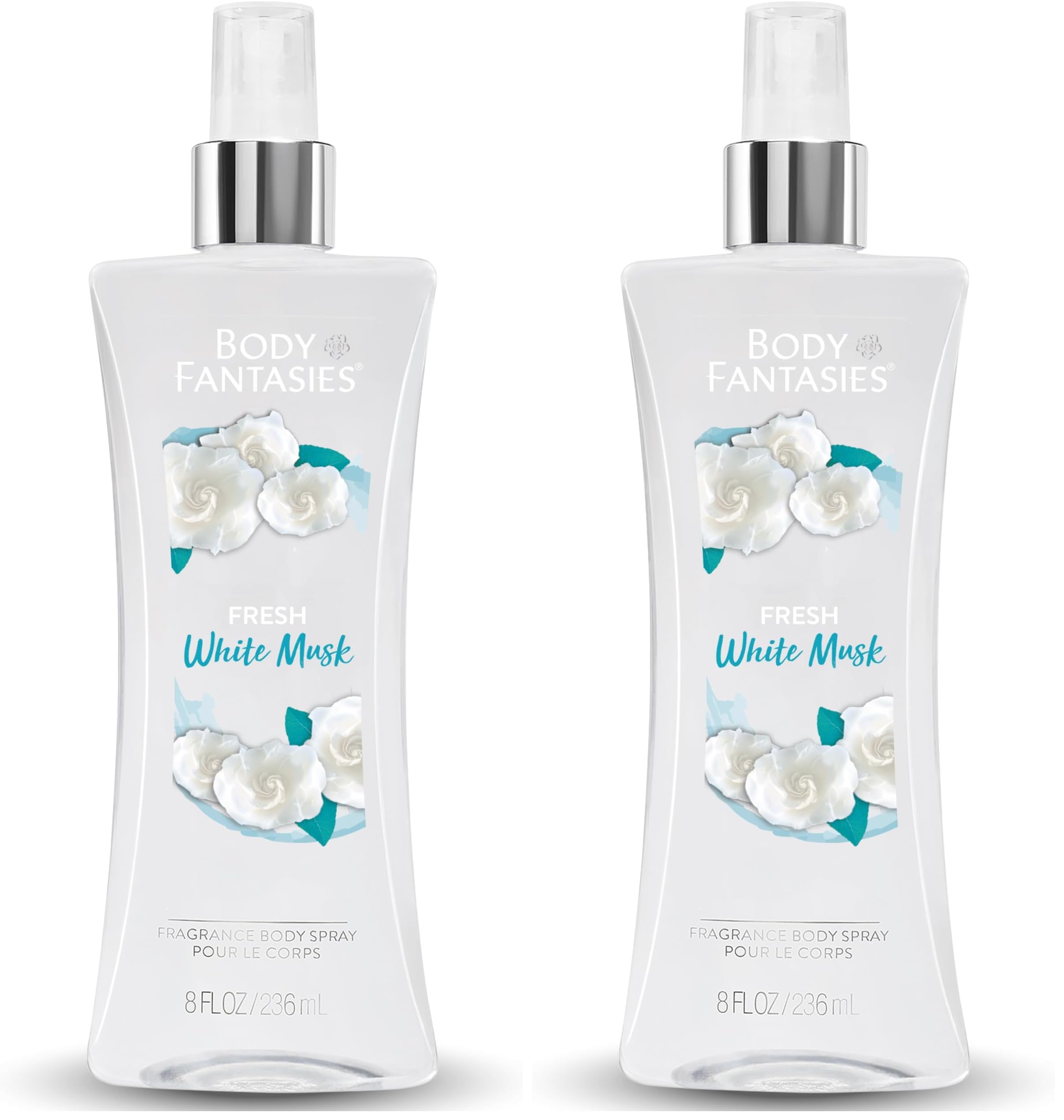 Body Fantasies Signature Fragrance Body Spray, Fresh White Musk, 8 Fluid Ounce (Pack of 2)