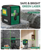 Nikotek Laser Level, Self-leveling Green Line Laser With Horizontal and Vertical Lines for Construction and Picture Hanging, Battery Included