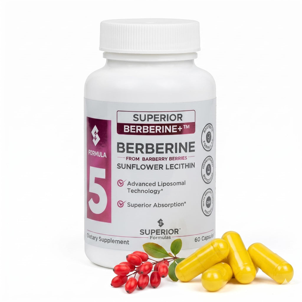 Superior Formulas Berberine+ 1,000mg | Physician Formulated with Sunflower Lecithin for Absorption Support | NSF GMP Certified | Made in the USA | No Fillers | 60 Capsules