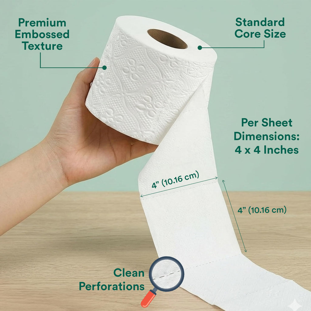 Eco Soul Premium Bamboo Toilet Paper 3 Ply | 12 Mega Rolls | 300 Sheets Each | FSC Certified Hypoallergenic, Textured & Skin-Friendly Septic-Safe Soft Bathroom Tissue Eco-Friendly Chemical & Dye Free
