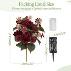 Memobloom Cemetery Flowers for Fall Grave Decorations: 2 Pcs, Red