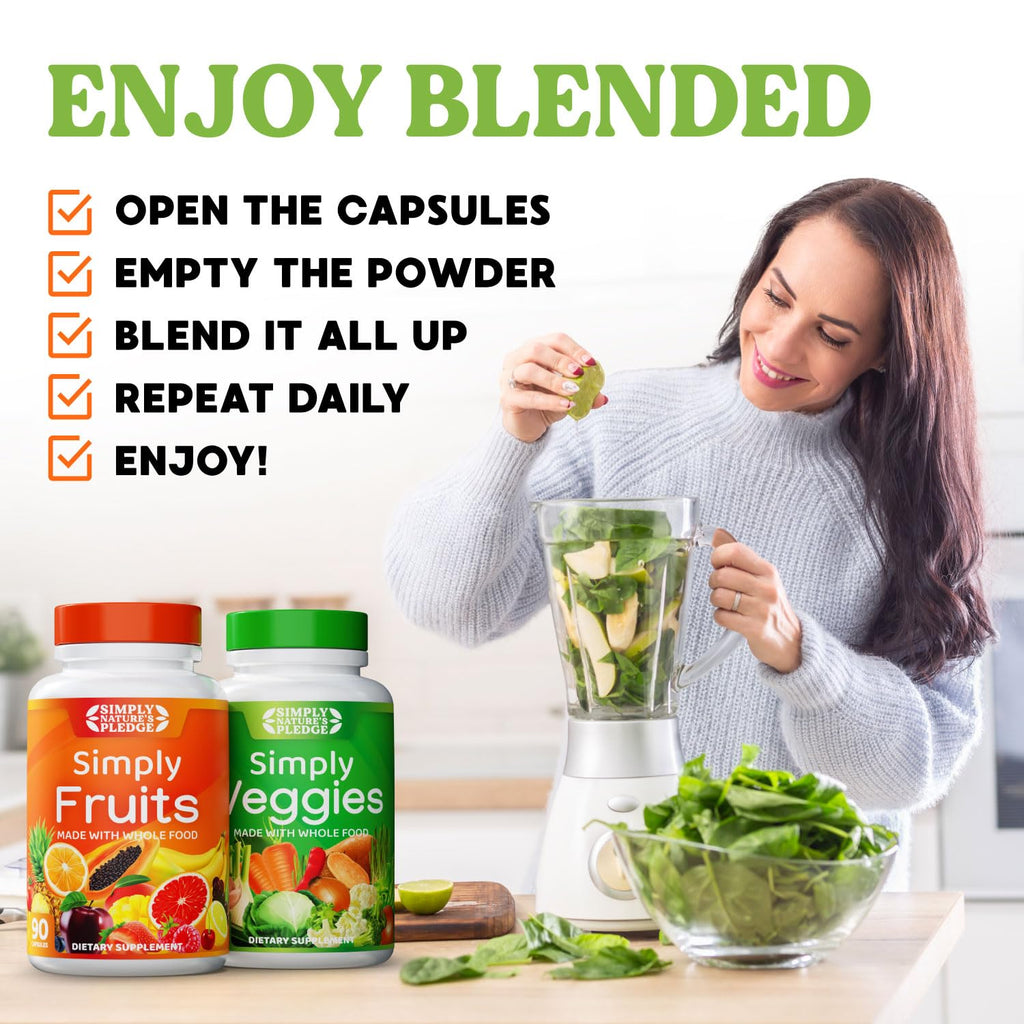 Simply Nature's Pledge - Packed with Over 40 Different Fruits & Vegetables - Made with Whole Food Superfoods - with High Beta Carotene – 100% Soy Free - 90 Count (Pack of 2)