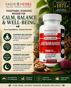 Vadik Herbs Jatamansi Capsules 1000mg | Organic Jatamansi Root (Nardostachys jatamansi) | Ayurvedic Herb for Calm, Clarity & Restful Sleep | 100 Vegetarian Capsules | Non-GMO | Trusted Since 1971