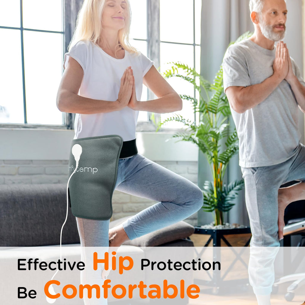 Comfytemp Heating Pad for Hip & Lower Back - Soothing Heat Wrap for Waist, Thigh & Hip Support, 3 Temperature Settings, 2H Auto-Off (Gray, S/M)