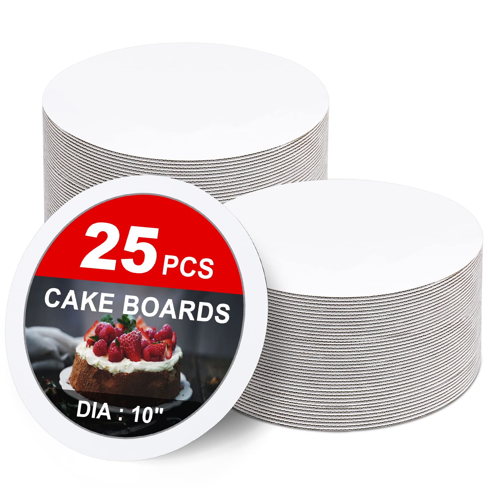 ZENOWICK 25-Packs Cake Boards 10 inch Round, White Cake Board Rounds