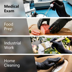 PROMEDIX P Black Disposable Nitrile Gloves, 6Mil 1000 Pcs Food Safe Cooking Gloves Latex Free Rubber Gloves for Cleaning Exam Medium
