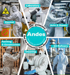 Andes Hazmat Suits, Protective Coveralls with Attached Boots, Heavy Duty Full Body Disposable Painters Suits, Lab Coveralls (25, Large)