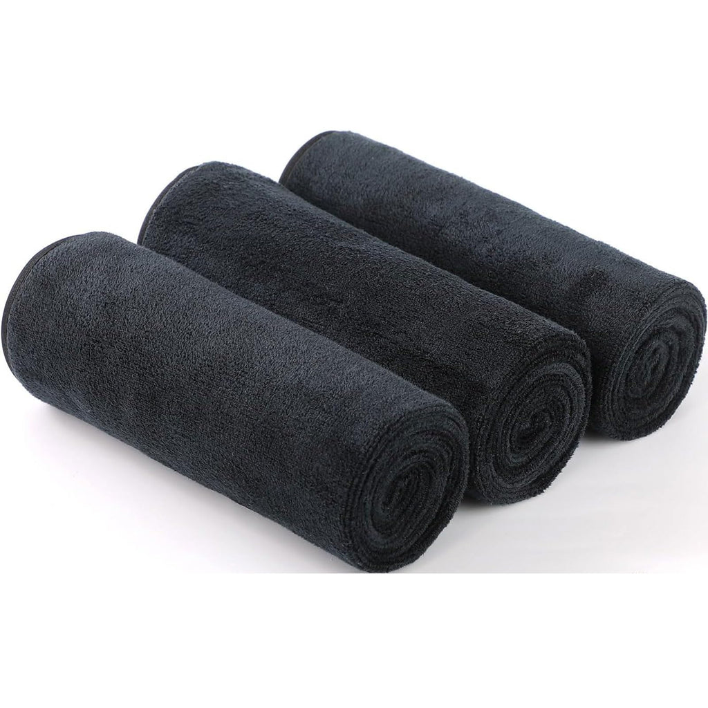 Wuwahold Microfiber Gym Towels Bigger Size Super Soft for Exercise Fitness, Sports, Workout, 380-GSM 15-Inch x 31-Inch Quick-Drying Towels (Black, 3 Pack)