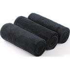 Wuwahold Microfiber Gym Towels Bigger Size Super Soft for Exercise Fitness, Sports, Workout, 380-GSM 15-Inch x 31-Inch Quick-Drying Towels (Black, 3 Pack)