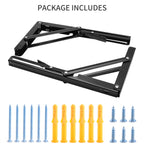 YUMORE Folding Shelf Brackets, 14 Inch Heavy Duty Collapsible Shelf Bracket, Black DIY L Bracket for Workbench Folding Table Hinge, Max Load: 330lb, 2 Pack
