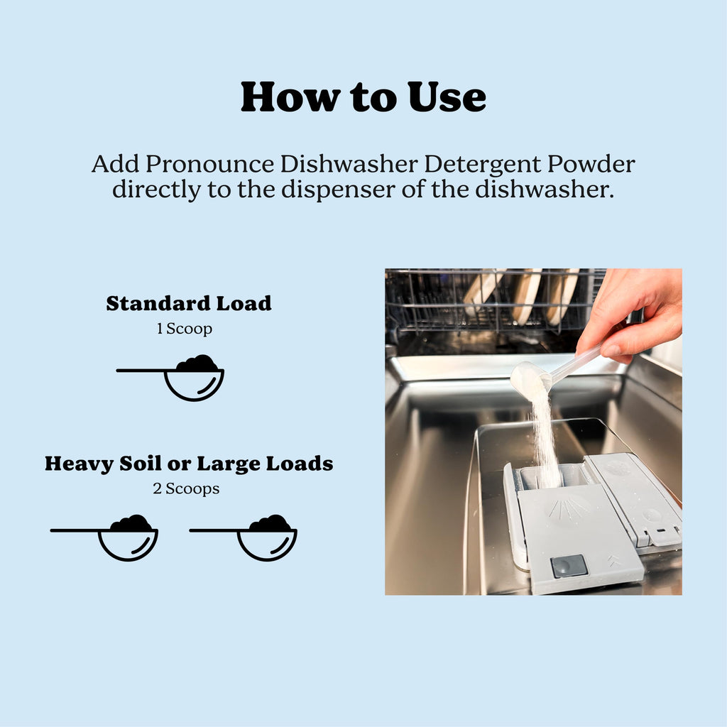Pronounce Dishwasher Detergent Powder - Cleaner Ingredients, Fragrance Free - Ultra Concentrated, Cuts Grease and Grime, Dishwasher Pods Alternative. (80 Loads, Unscented)