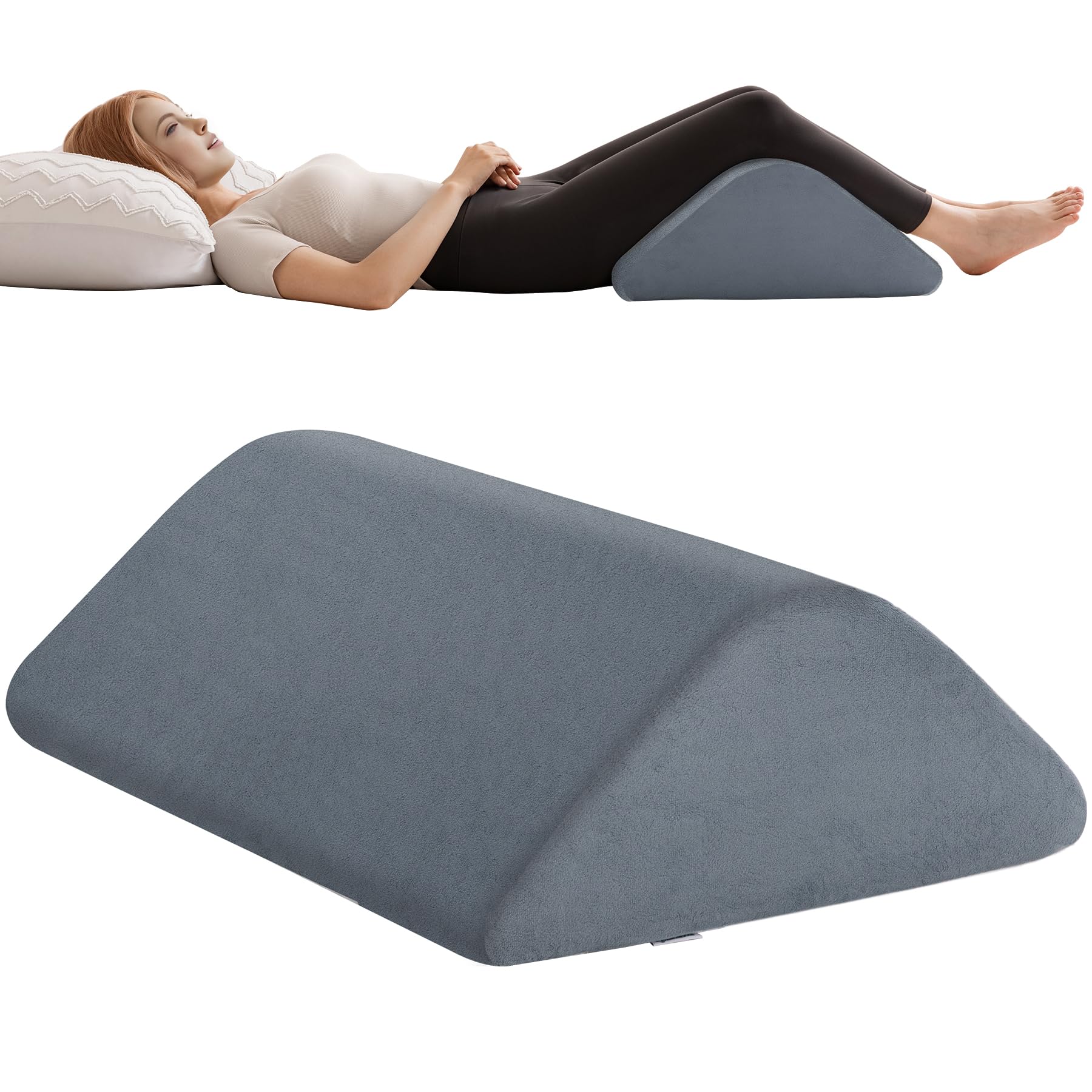 Knee Wedge Pillow for Post-Surgery Recovery-Leg Elevation Support for Sleep Position, Alleviating Lower Back & Hip Pain Enhancing Circulation in Ankles Legs Triangle Pillow with Removable Cover