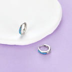 Silver Earrings for Women Trendy White Opal Huggie Earrings Small Silver Hoop Earring 14k Gold Plated Opal Jewelry Birthday Gifts for Women Mom Her