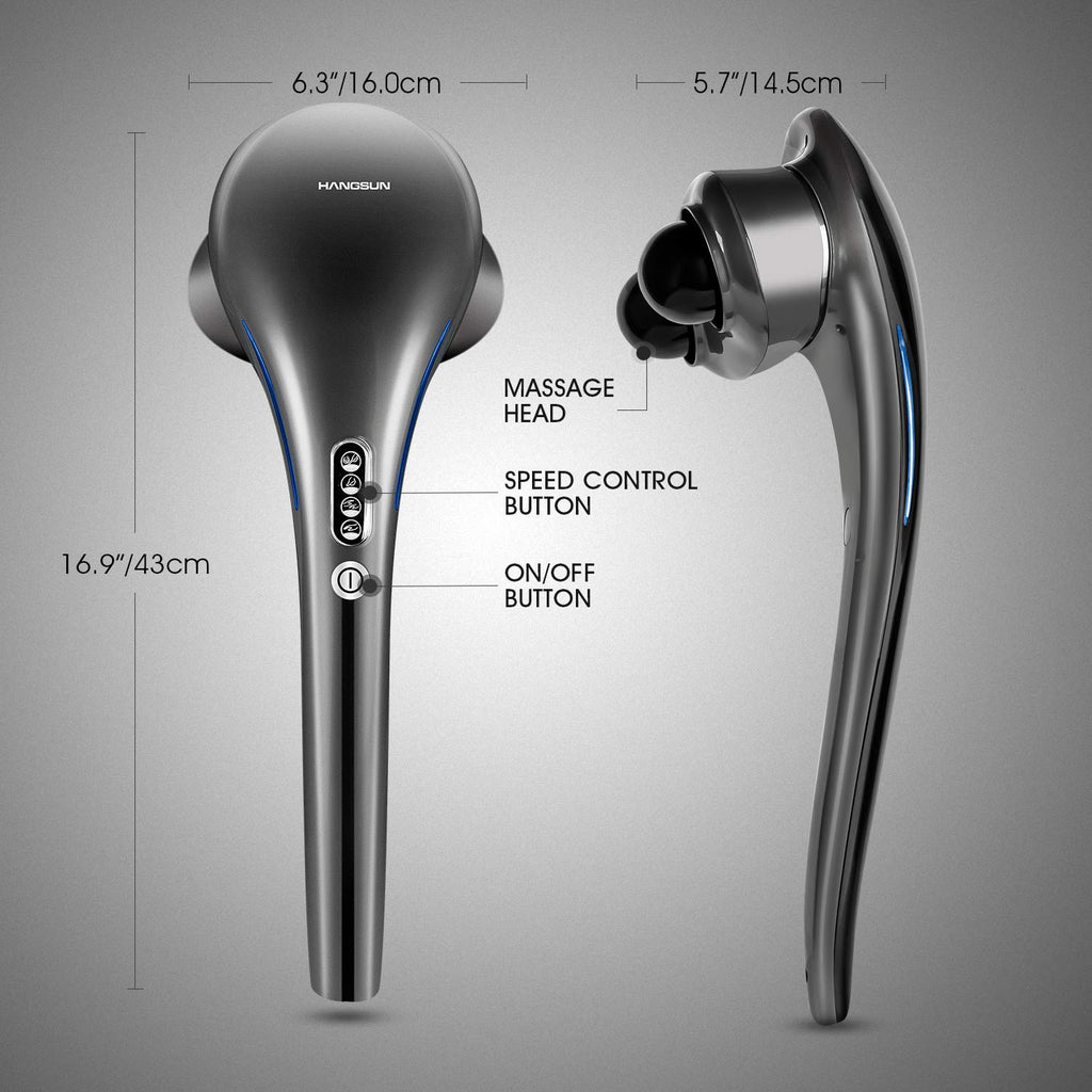 HANGSUN Cordless Neck Back Masssger Handheld Deep Tissue Percussion Massage for Shoulder, Leg, Calf, Foot, Muscle Pain Relief MG700 Rechargeable Electric Double Head Full Body Massagers