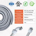 Neorexon Liquid-Tight Conduit 50 ft and 10 Pieces of Connector Kit, Electrical Conduit 1/2 50ft w/UL Certification, Flexible Conduit with 5 Straight and 5 90-Degree Conduit Connector Fittings