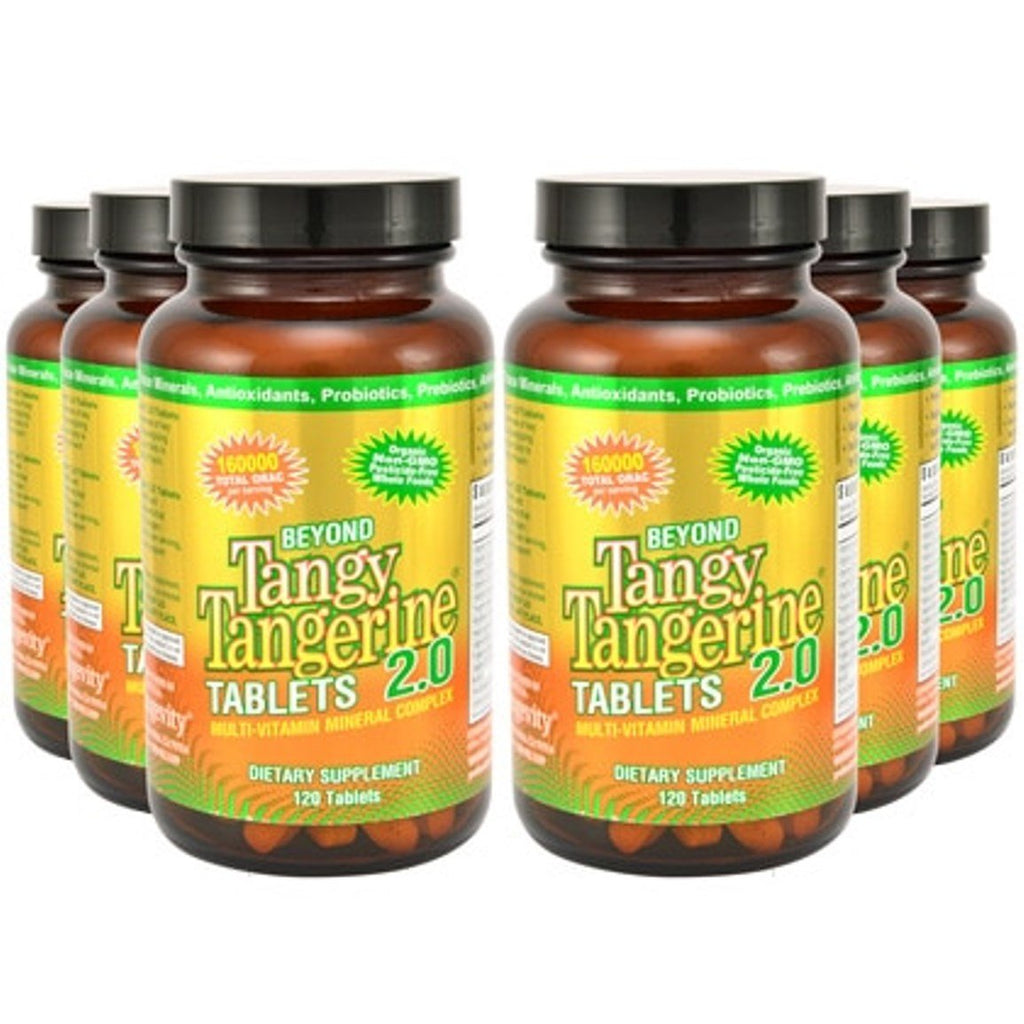 Youngevity Beyond Tangy Tangerine 2.0 Multi-Vitamin & Mineral Complex - Made with Natural & Whole Foods | 160,000 ORAC | 120 Tablets - 6-Pack