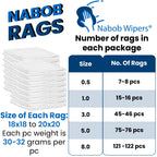 Nabob Wipers New Lint Free Cloth (150 Pack) - 100% Cotton Cleaning Rags Exact Cut - Premium White Rags for Cleaning House - White Rags for Dusting, Staining, Polishing, Painting 18"x18"