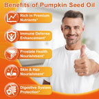 Pumpkin Seed Oil with Saw Palmetto, 3500mg Max Strength per Serving, 300 Softgels, Cold-Pressed with Essential Fatty Acids & Phytosterols, Supports Immune, Hair, Bladder & Prostate Health