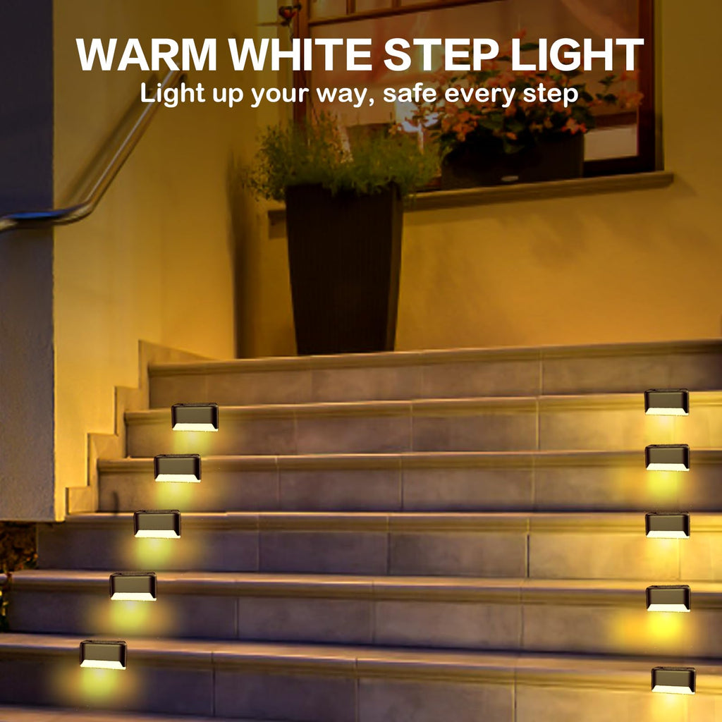 BKBB PPBB Solar Deck Lights Outdoor, 20 Pcs Solar Step Lights, Waterproof LED Solar Lights for Outdoor Stairs, Step, Fence, Yard, Patio, Railing, Garden and Pathway