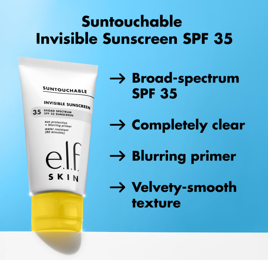 e.l.f. SKIN Suntouchable Invisible SPF 35 Mini, Lightweight, Gel-based Sunscreen For A Smooth Complexion, Doubles As A Makeup Primer, Vegan & Cruelty-Free