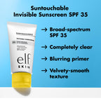 e.l.f. SKIN Suntouchable Invisible SPF 35 Mini, Lightweight, Gel-based Sunscreen For A Smooth Complexion, Doubles As A Makeup Primer, Vegan & Cruelty-Free