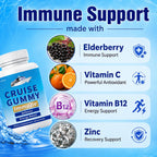 ZERBI Cruise Gummies, Immune Support, Travel Immunity Defense & Energy, with Vitamin C, Zinc, Elderberry, 60 Chewable Gummies