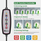 Kullsinss Grow Lights for Indoor Plants with Stand, 4-Heads Full Specturm Plant Grow Light with 4/8/12/16H Timer, 3 Color Modes, 360° Flexible Gooseneck, 24-68.7in Hight Adjustable Grow Lamp, Black