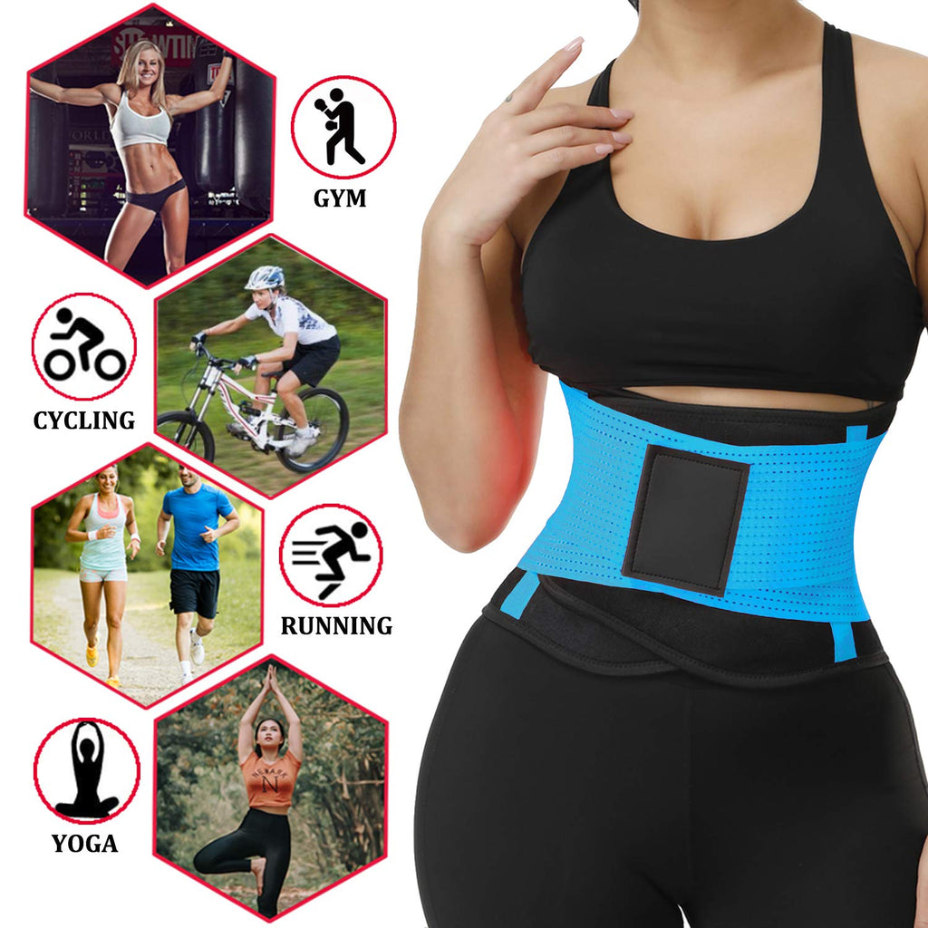 VENUZOR Waist Trainer Belt for Women - Waist Cincher Trimmer - Slimming Body Shaper Belt - Sport Girdle Belt (UP Graded)(Blue,S)
