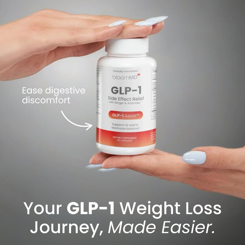 BloomMD GLP-1 Side Effect Relief Supplement – Support for Nausea, Bloating & Fatigue – Natural Digestive Support with Ginger, Magnesium, B12 & Electrolytes – for GLP-1 Users – 60 Capsules