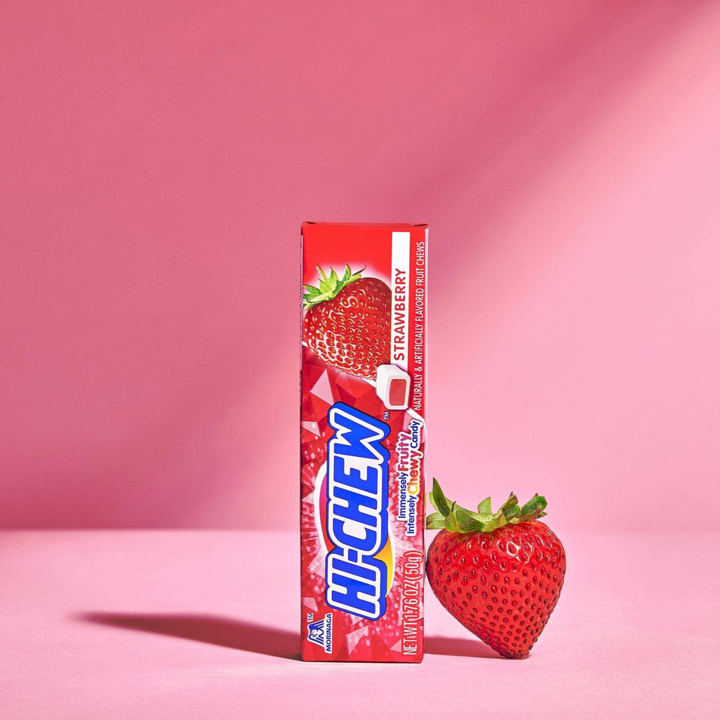 HI-CHEW Strawberry Sticks, 15-Pack, Unique Fun Soft & Chewy Taffy Candy, 1.76oz Each - Made with Immensely Juicy Fruity Flavors, Halloween Candy