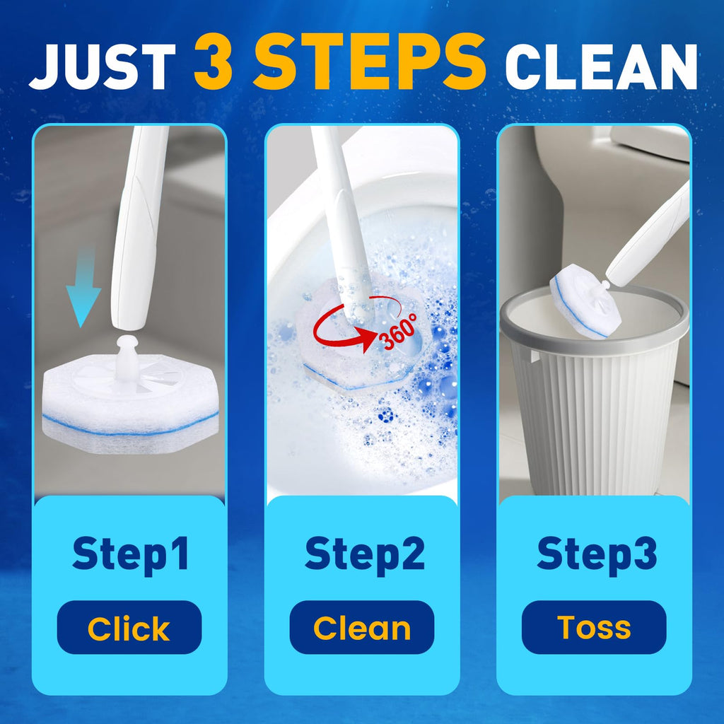 Zeefpod Toilet Brush Refills, Disposable Toilet Bowl Cleaner Refills for Toilet Cleaner Wand, Single-Use Hygienic Scrubber Pads, 150 Count