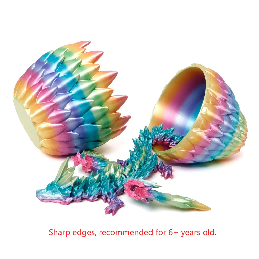 3D Printed Dragon Eggs - 9” Flying Dragon Inside, Large Vibrant Collectible, Fantasy 3D Animals Toys for Kids and Adults, Cool Desk Decor for Christmas, Birthday, Easter Stuffers, Graduation (Rainbow)