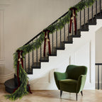 N&T NIETING 9FT Christmas Norfolk Pine Garland Real Touch Artificial Greenery Garlands Faux Winter Garland for Mantle Fireplace Table Stair Front Door Indoor Outdoor Holiday Xmas Decorations (1 Pcs)